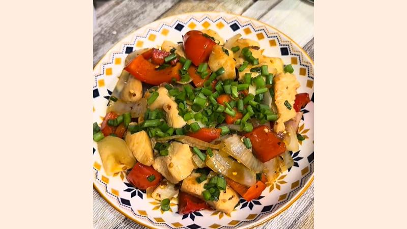 Thành phẩm món gà xào chua ngọt