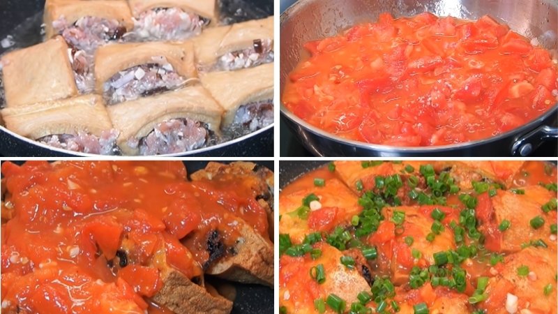 Làm đậu hũ nhồi thịt sốt cà