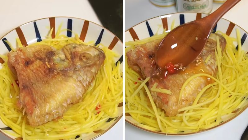 Cá diêu hồng chiên mắm xoài