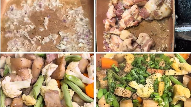 Xào thịt heo cùng rau củ