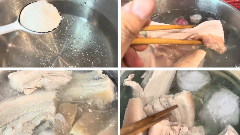 Luộc chín thịt ba chỉ