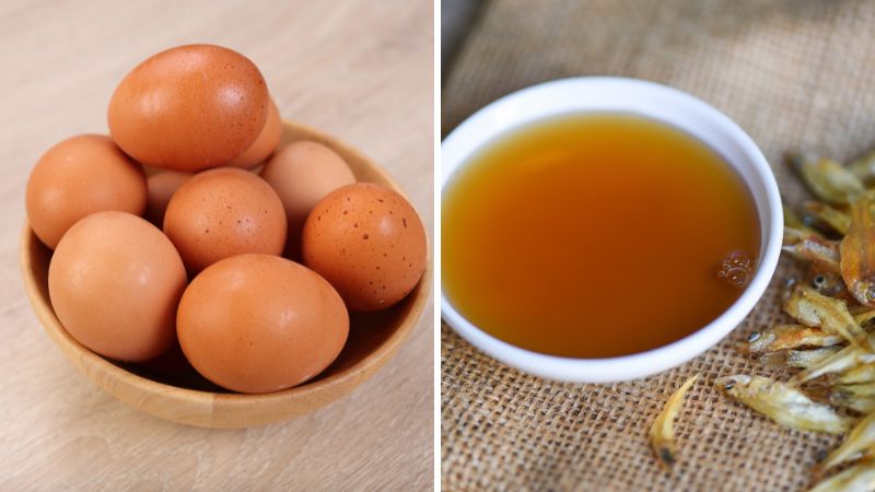 Nguyên liệu làm trứng chiên sốt mắm