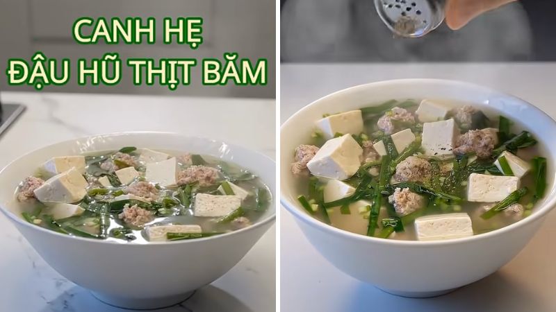 Canh hẹ đậu hũ
