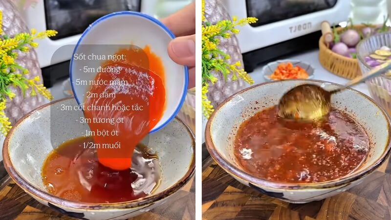 Pha nước sốt chua ngọt