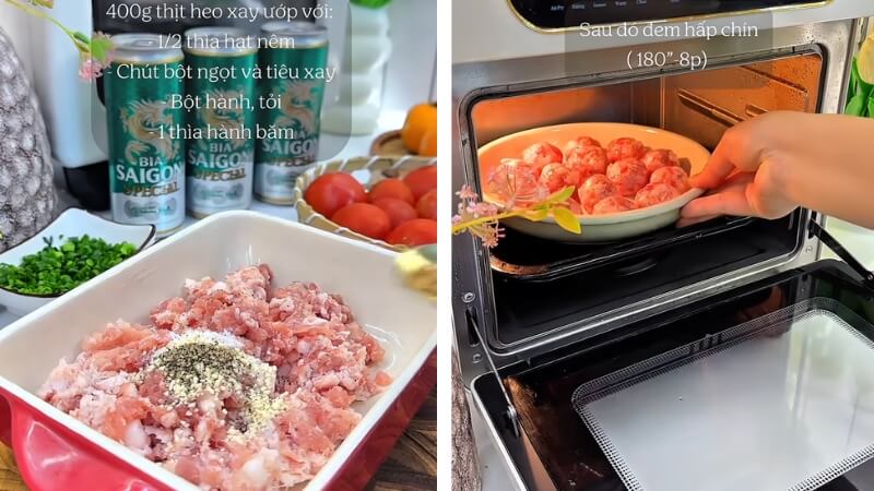 Sơ chế, ướp và hấp thịt viên