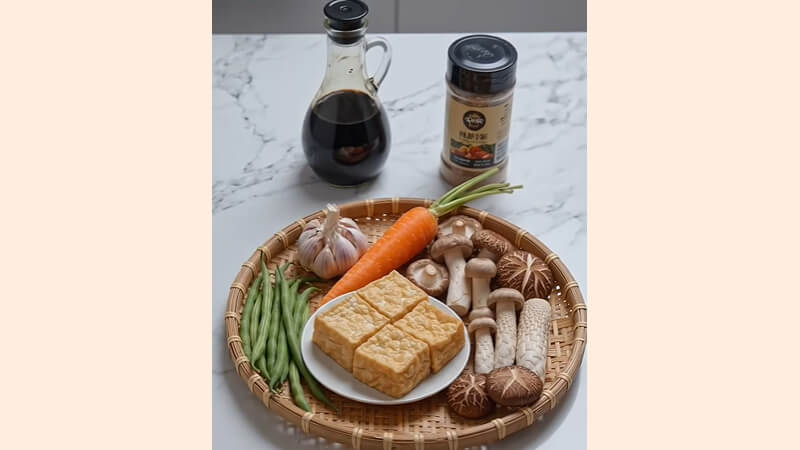 Nguyên liệu làm món rau củ xào chay