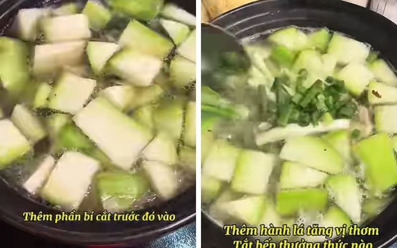 Bí chín mềm giúp món canh thanh mát, dễ ăn.