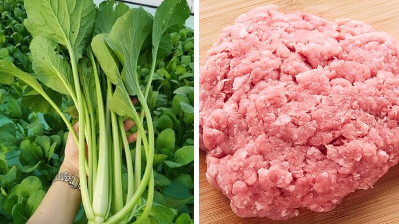 Nguyên liệu làm canh cải ngọt thịt bằm