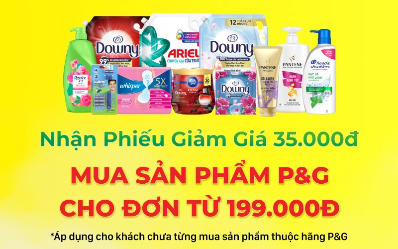 Nhận phiếu giảm giá 35.000đ mua sản phẩm P&G cho đơn từ 199.000đ