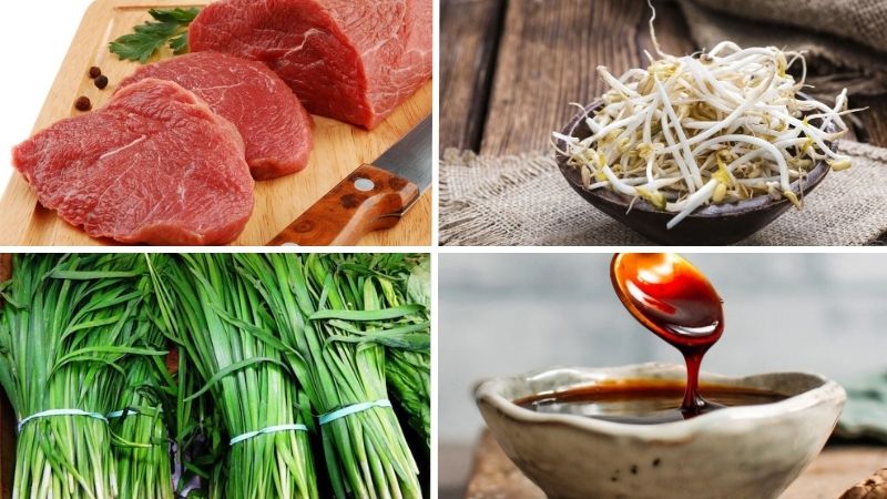 Nguyên liệu làm bò xào giá hẹ