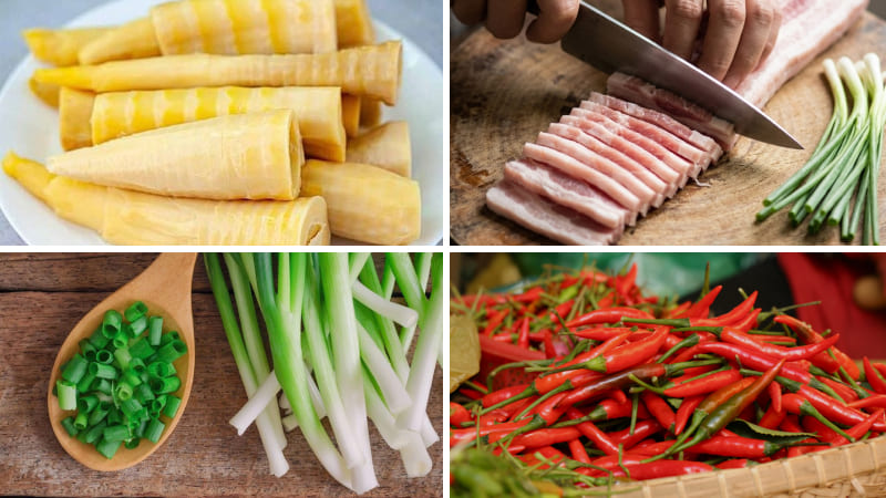 Nguyên liệu làm Thịt heo xào măng chua