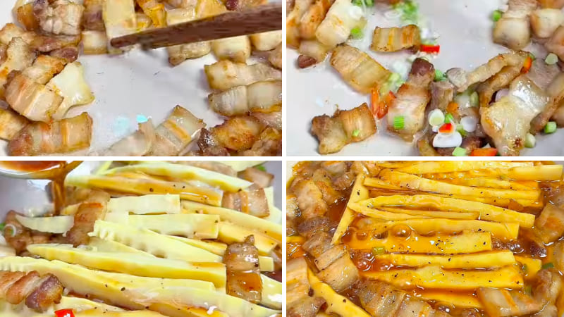 Bước 2: Làm thịt heo xào măng chua