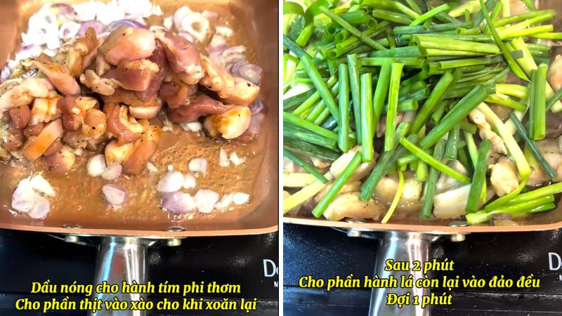 Xào thịt heo với hành lá