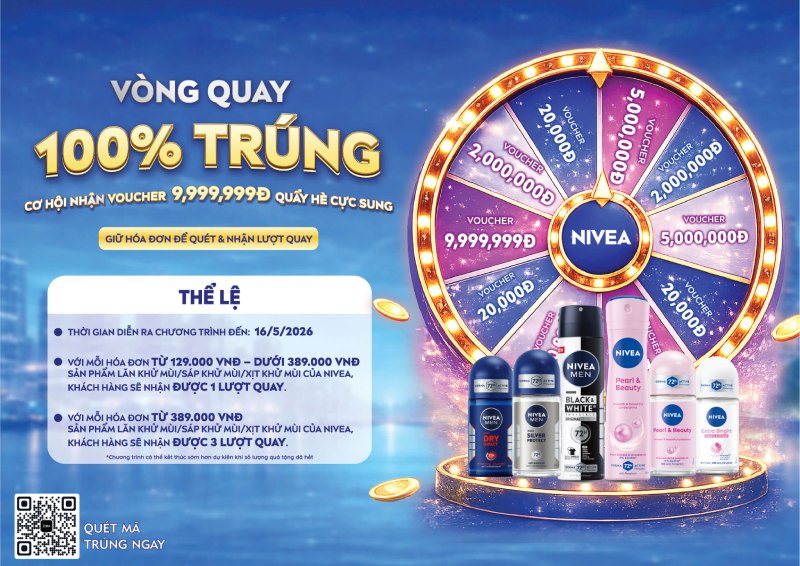 Săn NIVEA rinh quà "khủng": Vòng quay 100% trúng thưởng