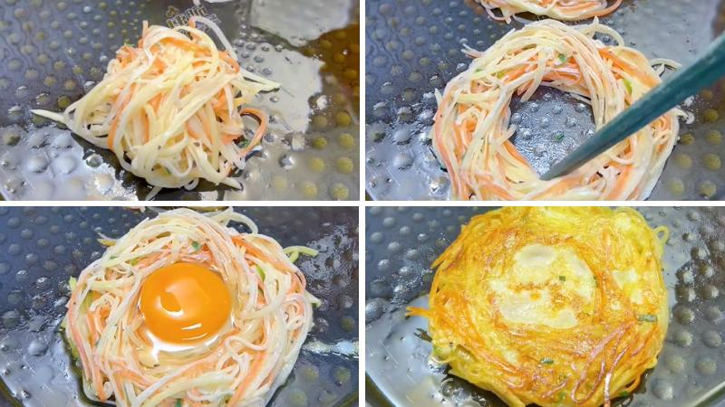 Chiên bánh trứng khoai tây Chiên bánh trứng khoai tây