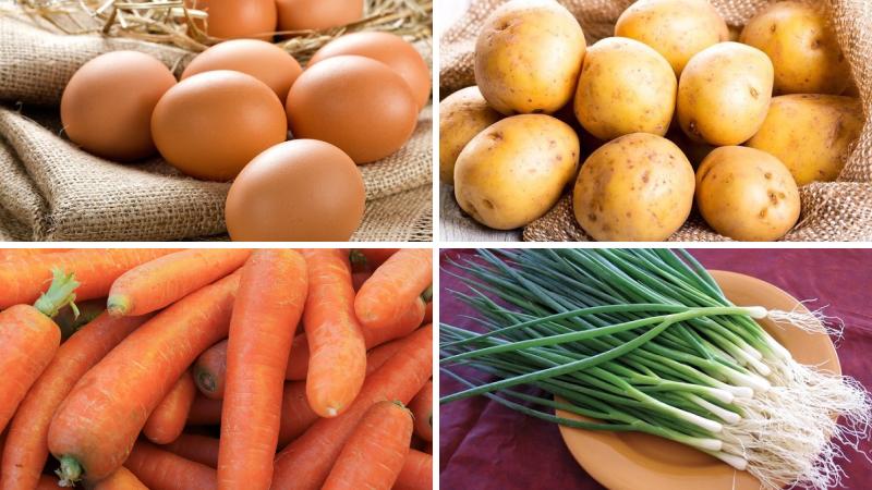 Nguyên liệu làm món bánh trứng khoai tây Nguyên liệu làm món bánh trứng khoai tây
