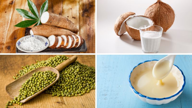 Nguyên liệu làm bánh sắn nướng Nguyên liệu làm bánh sắn nướng