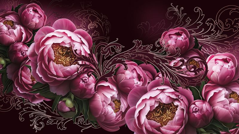 Hình nền hoa mẫu đơn 3D 2