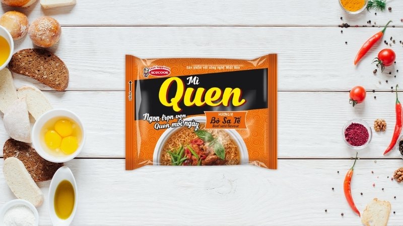Mì Quen hương vị bò sa tế gói 62g Mì Quen hương vị bò sa tế gói 62g