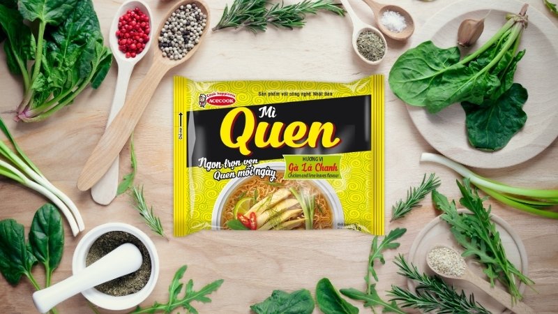 Mì Quen hương vị gà lá chanh gói 63g Mì Quen hương vị gà lá chanh gói 63g