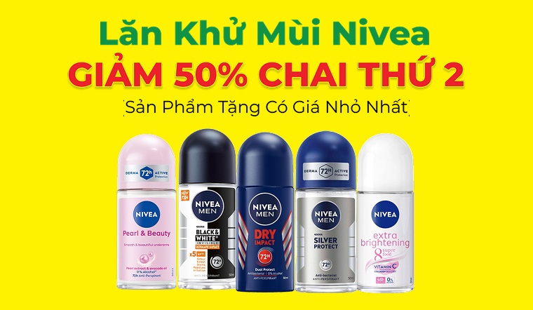 Từ 01/04 - 03/05/2026, mua lăn khử mùi Nivea giảm 50% từ chai thứ 2