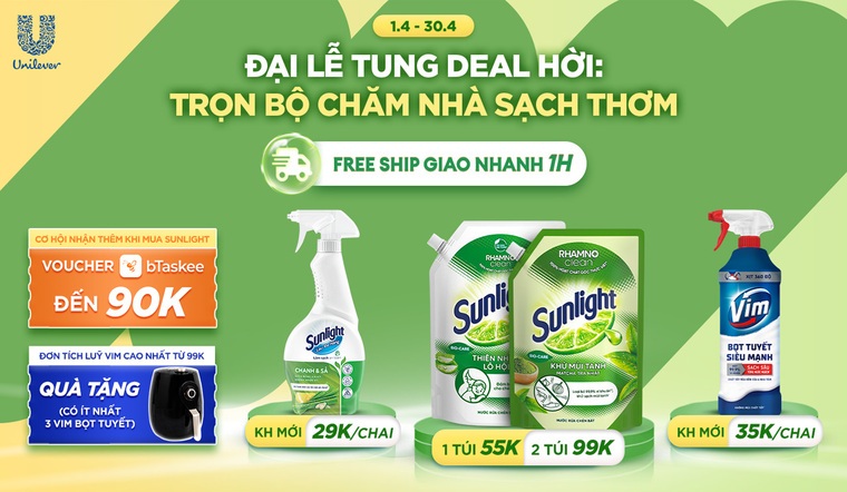 Mua Sunlight, Vim Online rinh ngay Nồi chiên không dầu, Voucher Btaskee