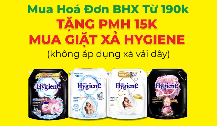Tặng Voucher 15K mua Hygiene khi có hóa đơn Bách hóa XANH từ 190K