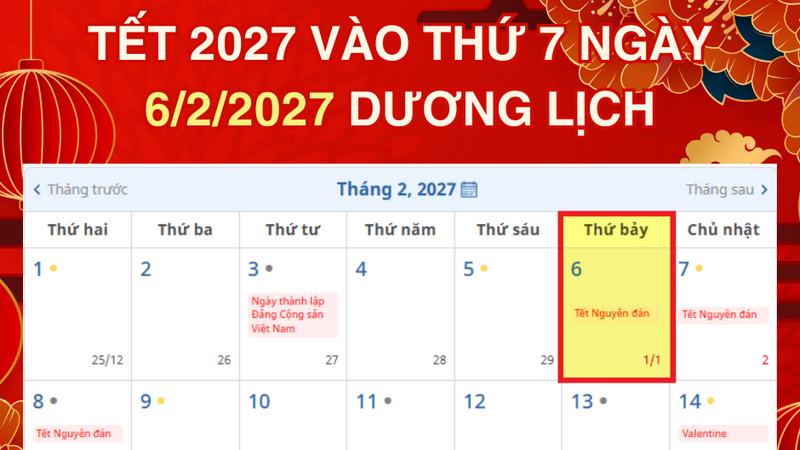 Tết Đinh Mùi 2027 còn bao nhiêu ngày?