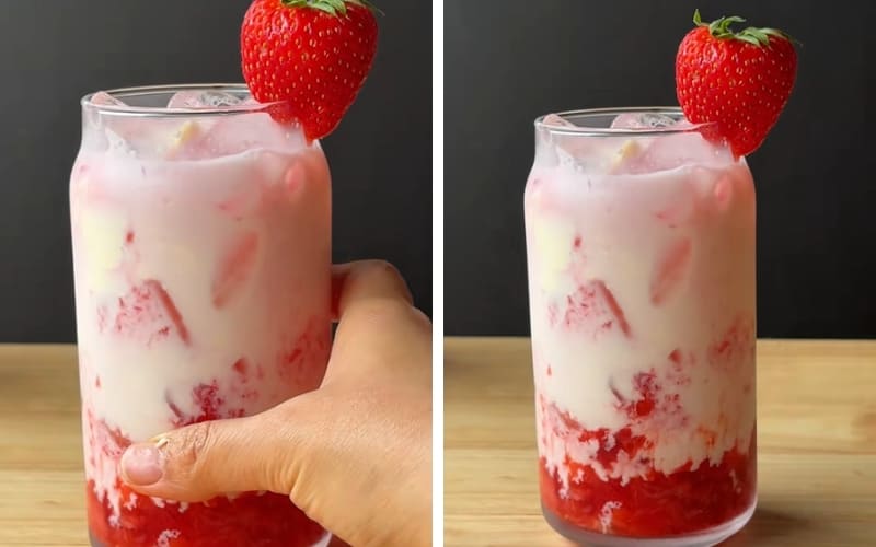 Ly nước có màu đẹp, vị chua ngọt béo hài hòa.