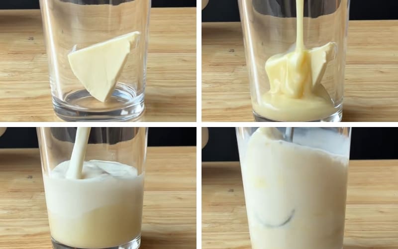 Bạn khuấy đều phô mai với sữa béo mịn.