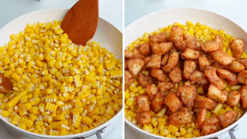 Xào bắp với ức gà