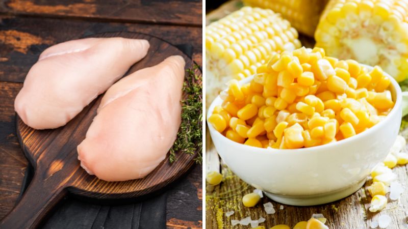 Nguyên liệu làm bắp xào ức gà