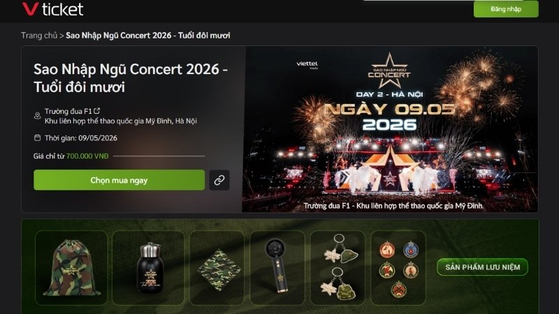 Truy cập đúng đường link và chọn hạng vé