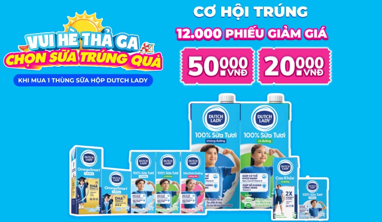 Vui hè thả ga - Chọn sữa trúng quà: Mua thùng sữa Dutch Lady trúng ngàn voucher