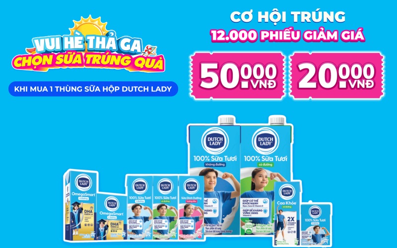 Chọn sữa trúng quà: Mua thùng sữa Dutch Lady trúng ngàn voucher