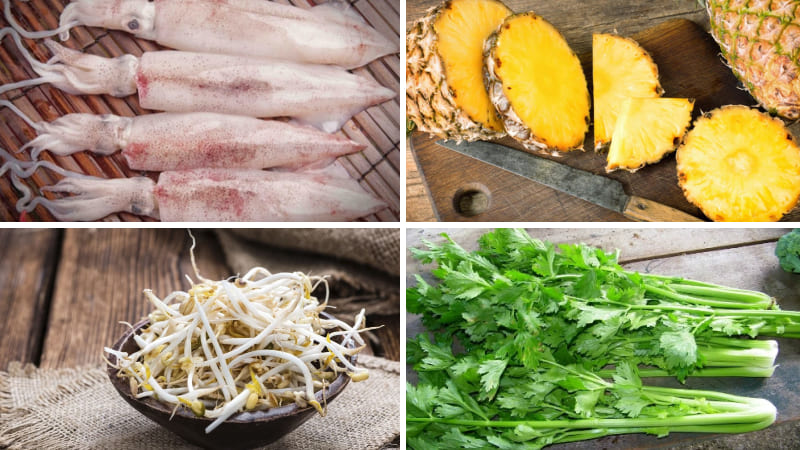 Nguyên liệu làm Mực xào thơm