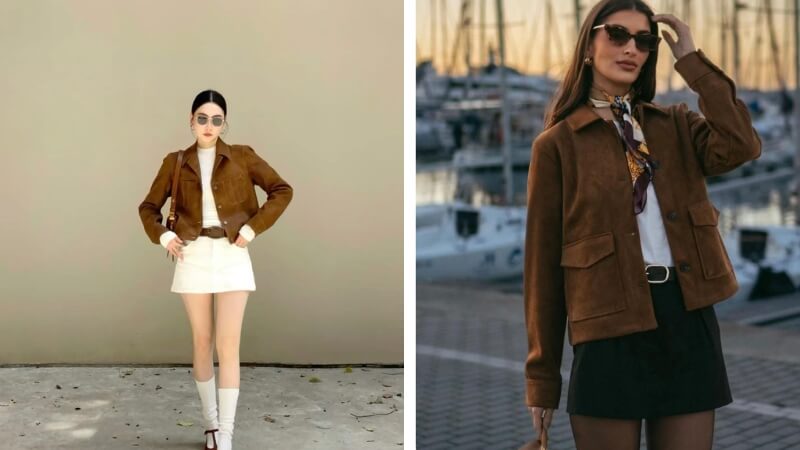 Mix với chân váy ngắn chữ a