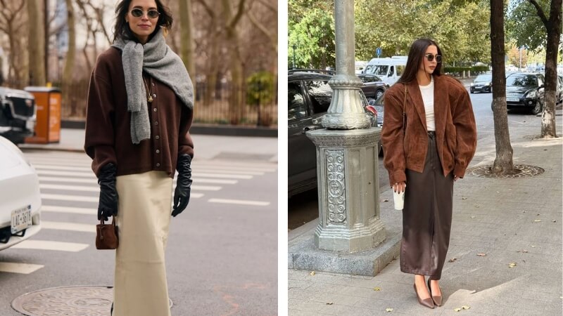 Kết hợp cùng chân váy lụa (slip dress) gợi cảm