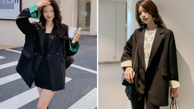 Mix vest đen cùng chân váy ngắn và boots cổ cao