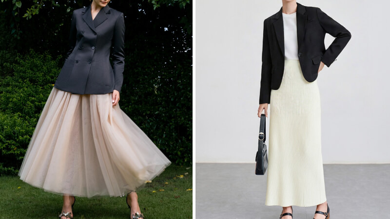 Phối áo vest đen nữ với quần Jean