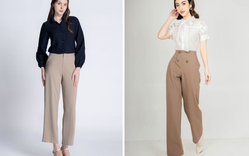 Cách mặc quần tây màu be nữ chuẩn phong cách công sở