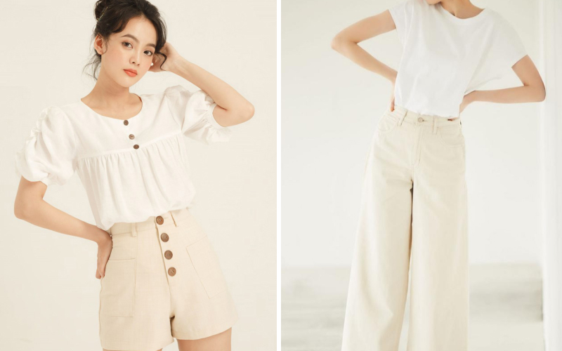 Phối quần màu be với tone màu trung tính (Monochrome & Earth Tone)