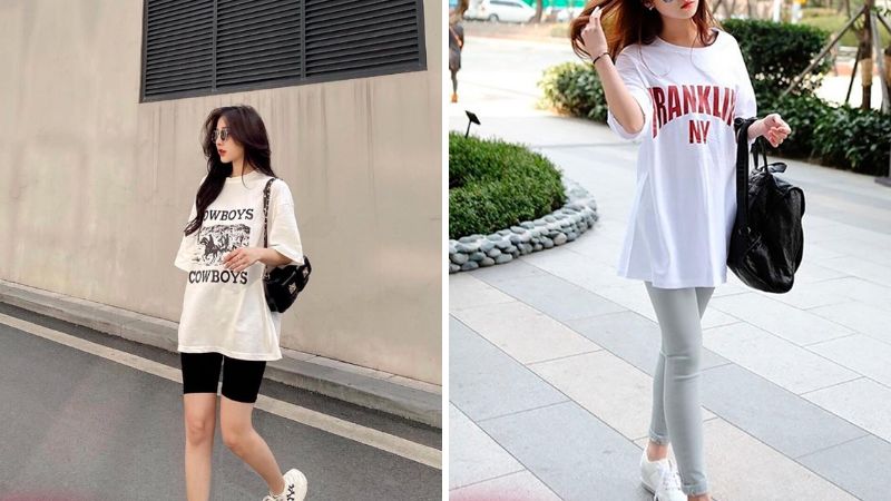 Phối legging với áo thun Oversized: Combo "quốc dân"