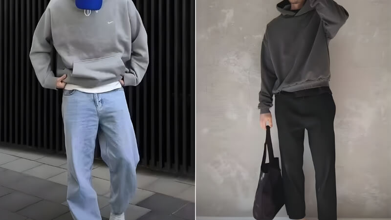 Áo sơ mi + áo len + áo khoác + quần jean/kaki + giày sneaker/boots