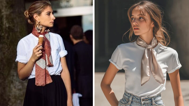 Mix khăn lụa cùng áo thun