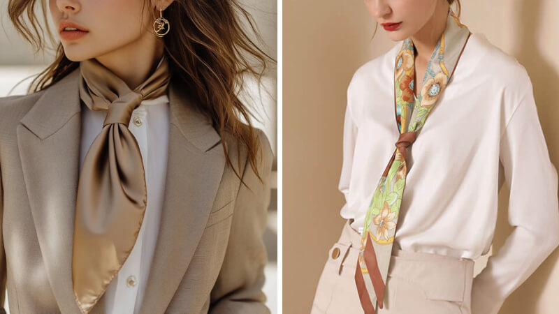 Cách phối đồ với khăn lụa với trang phục công sở