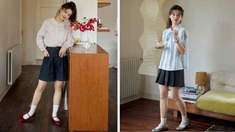 Phối đồ với giày Mary Jane đế thấp