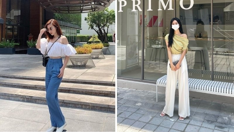 Kết hợp áo trễ vai thanh lịch