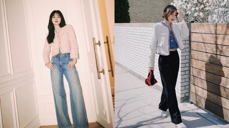 Phối đồ với áo tweed cổ điển