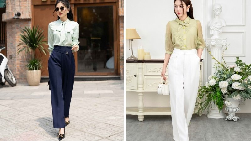 Phối đồ với áo sơ mi thắt nơ (Pussy-bow) điệu đà